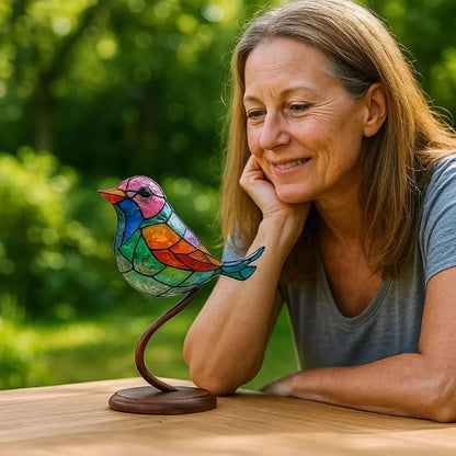 ACRÝAVIA – Handgefertigte bunte Vogelstatue aus Acryl für Wohnkultur