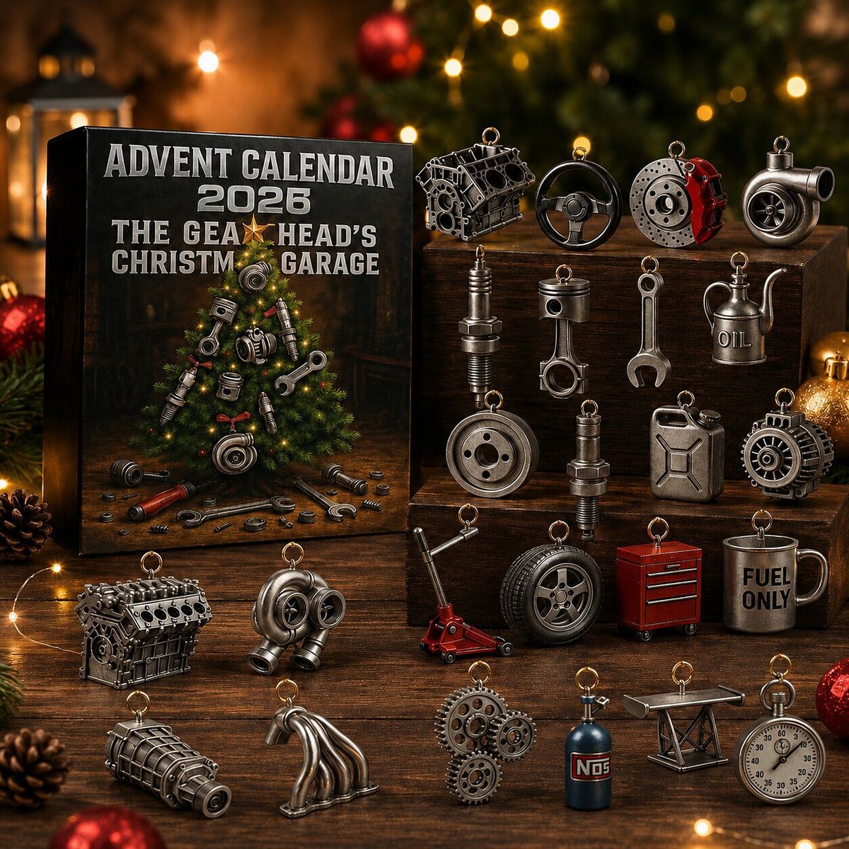 Motovexa – Adventskalender mit 24 Automobil-Miniaturen und Werkstattmotiven