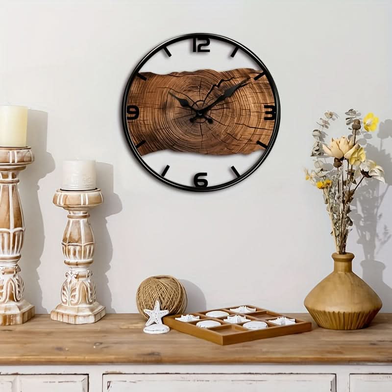 ZeitWald – Leise Wanduhr mit Holzmaserungsähnlicher Optik