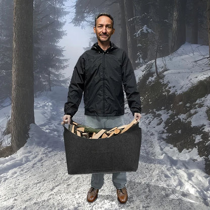 Woodora – Faltbarer Holzkorb mit integrierten Holzgriffen und Lederdetails