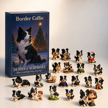 Pawcount – Adventskalender mit 24 Border-Collie-Motiven und flachen Designs
