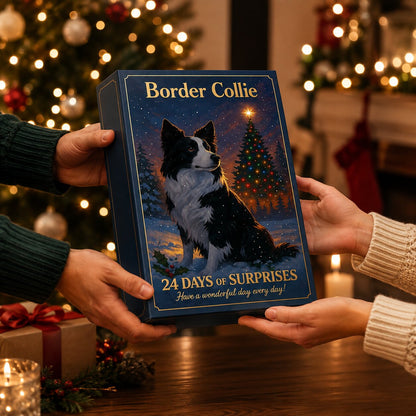 Pawcount – Adventskalender mit 24 Border-Collie-Motiven und flachen Designs