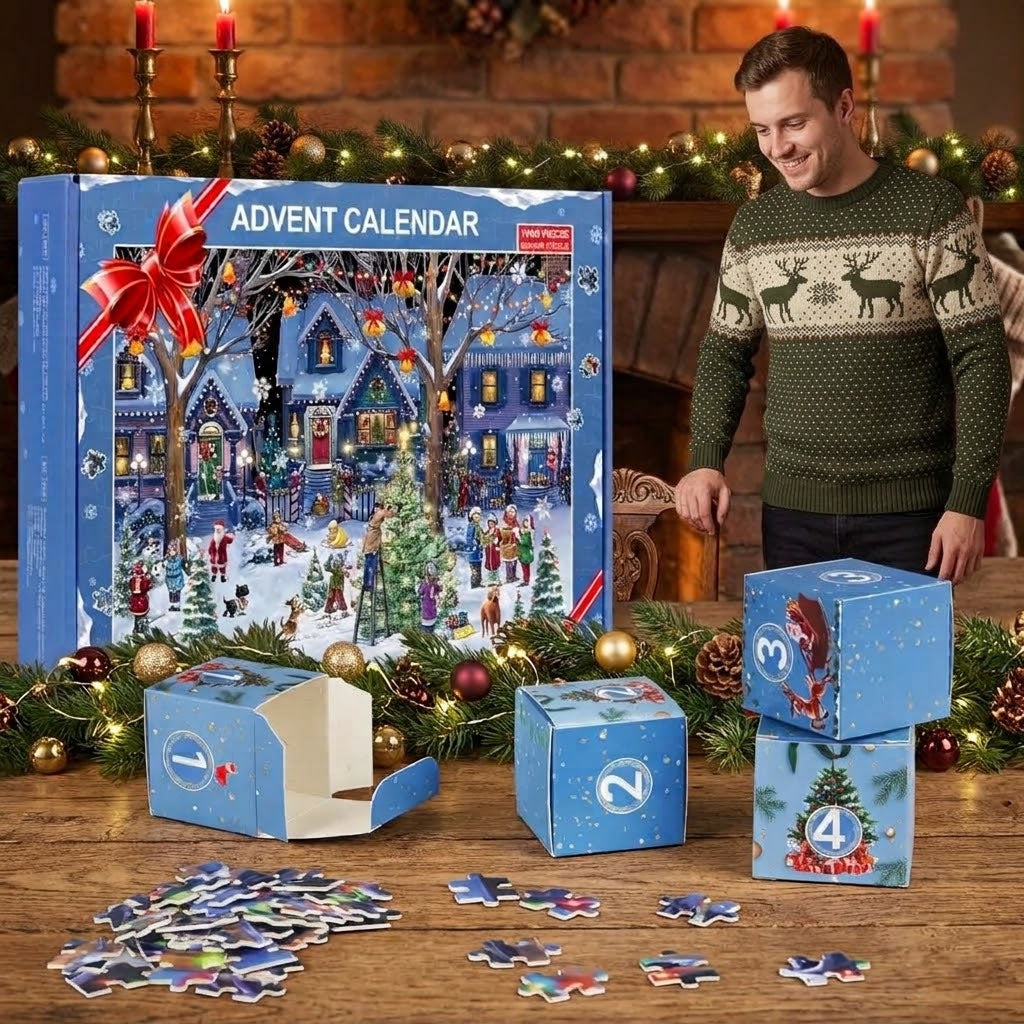 Villagevoro – Adventskalender mit 24 Puzzleteilen für ein Weihnachtsdorf