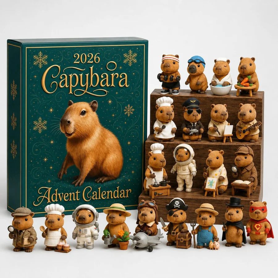 Cappyvent – Capybara-Adventskalender mit 24 nummerierten Türchen und 2D-Ornamenten