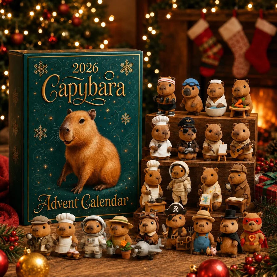 Cappyvent – Capybara-Adventskalender mit 24 nummerierten Türchen und 2D-Ornamenten