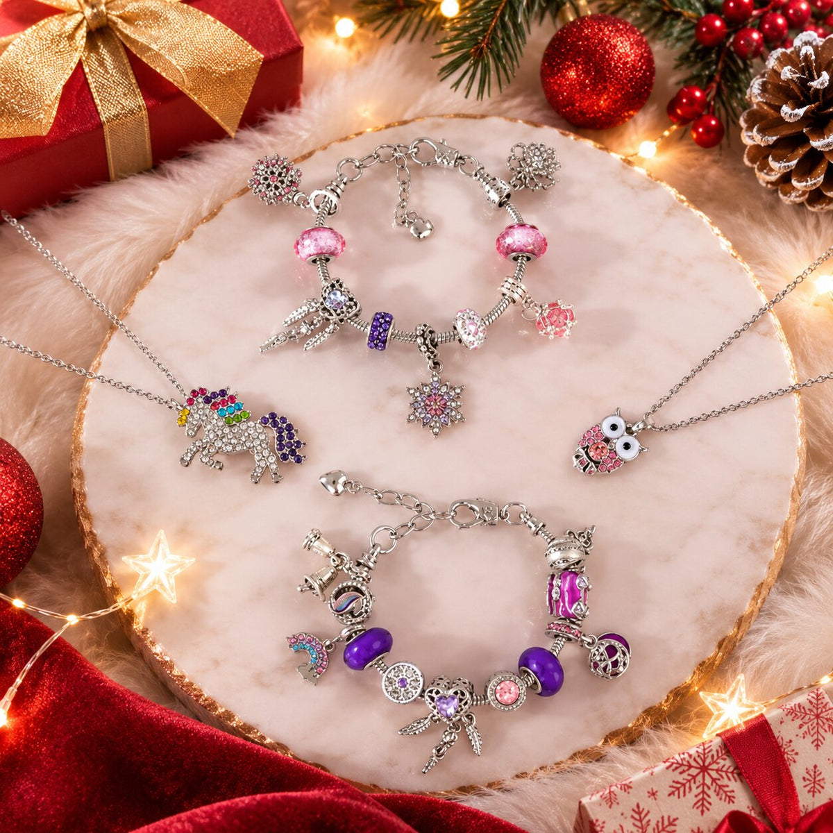Charmora – Adventskalender für Bettelarmbänder mit 24 Fächern voller Schmuckanhänger