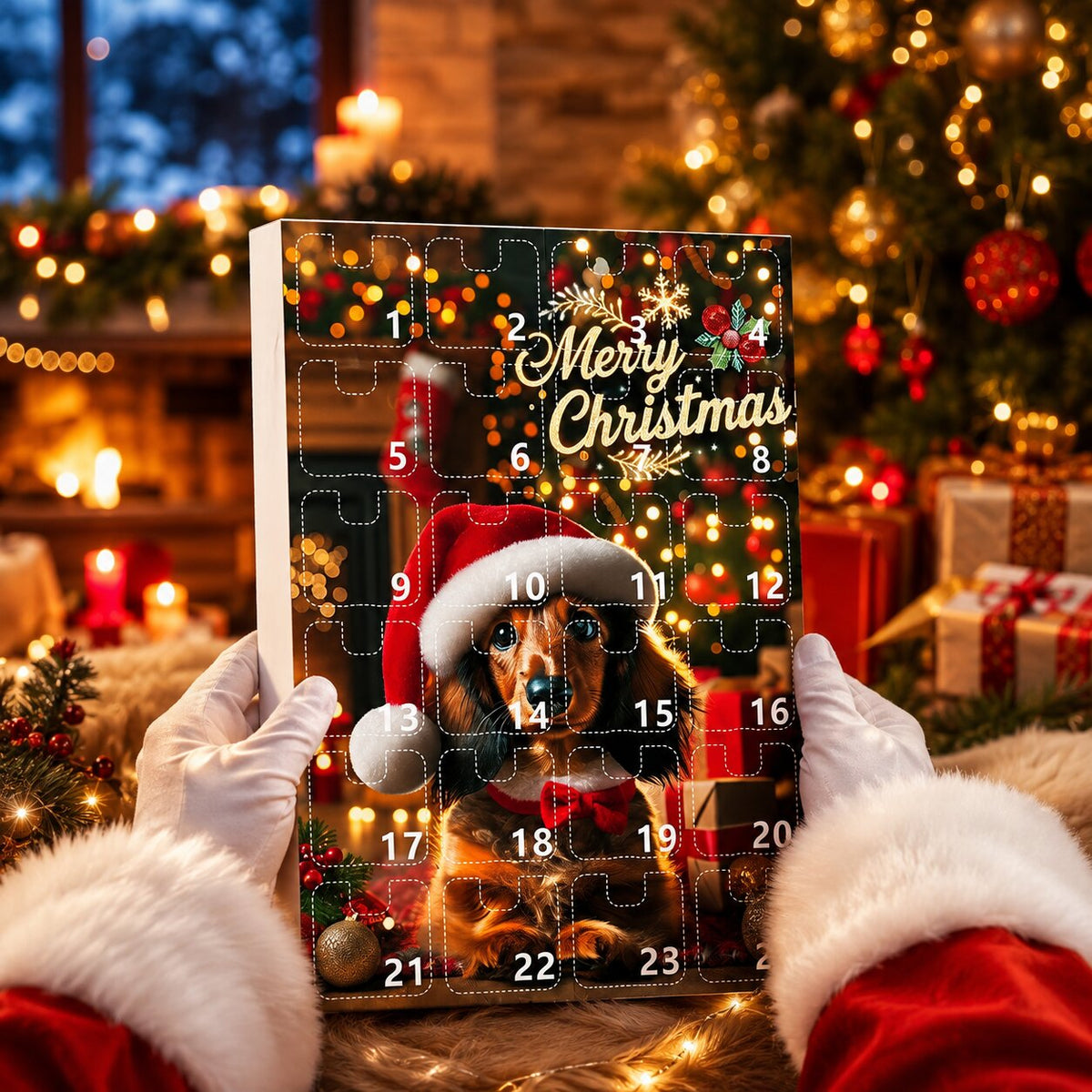 Doxivanta – Adventskalender mit 24 Dackelmotiven hinter Türchen