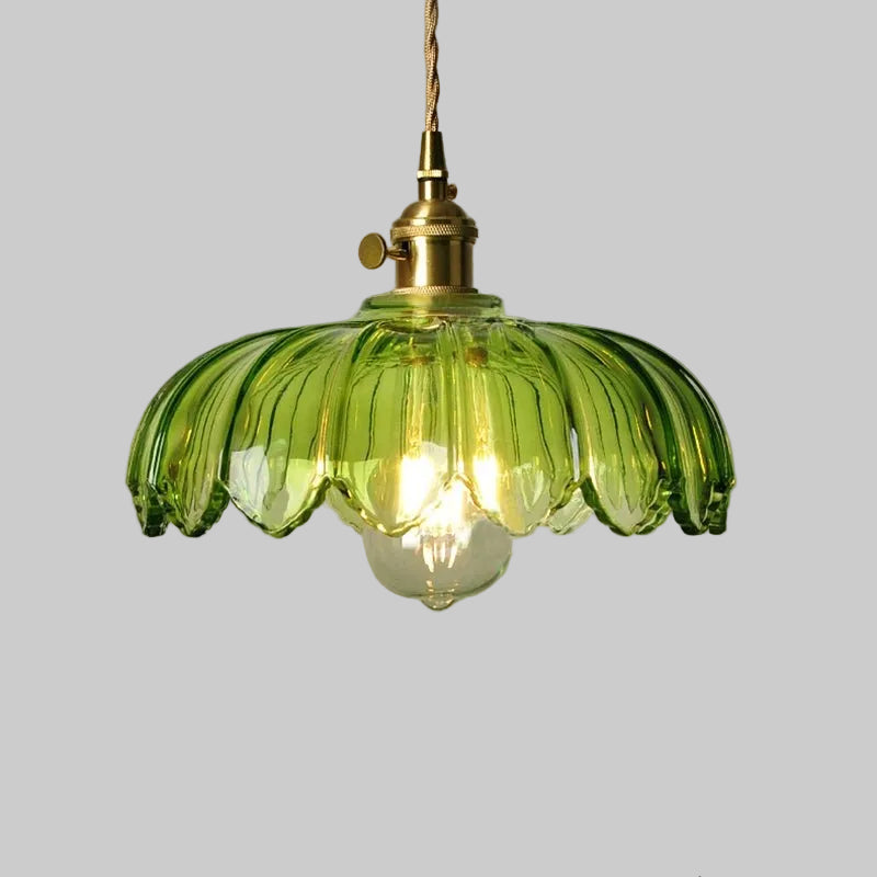 Vintage Glasblumen-Hängelampe