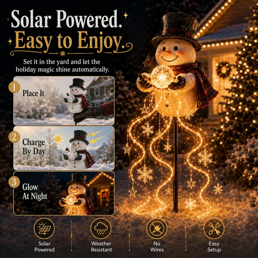 Festilume – Solar-Gartenleuchte mit Schneemann und kaskadierendem Lichteffekt