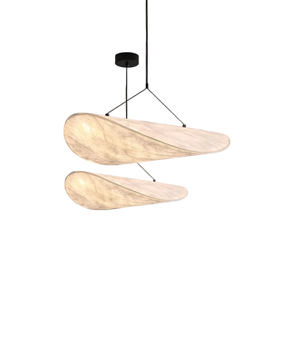 Pendelleuchte in Twist-Form mit Stoffoptik – Wabi-Sabi Stil