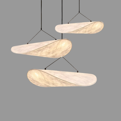 Pendelleuchte in Twist-Form mit Stoffoptik – Wabi-Sabi Stil