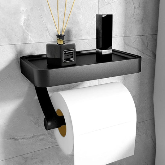 BadAblage – Toilettenpapierhalter mit Integrierter Ablage und Bohrfreier Wandmontage