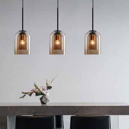 Mica Mid-Century Pendelleuchten mit doppeltem Glas