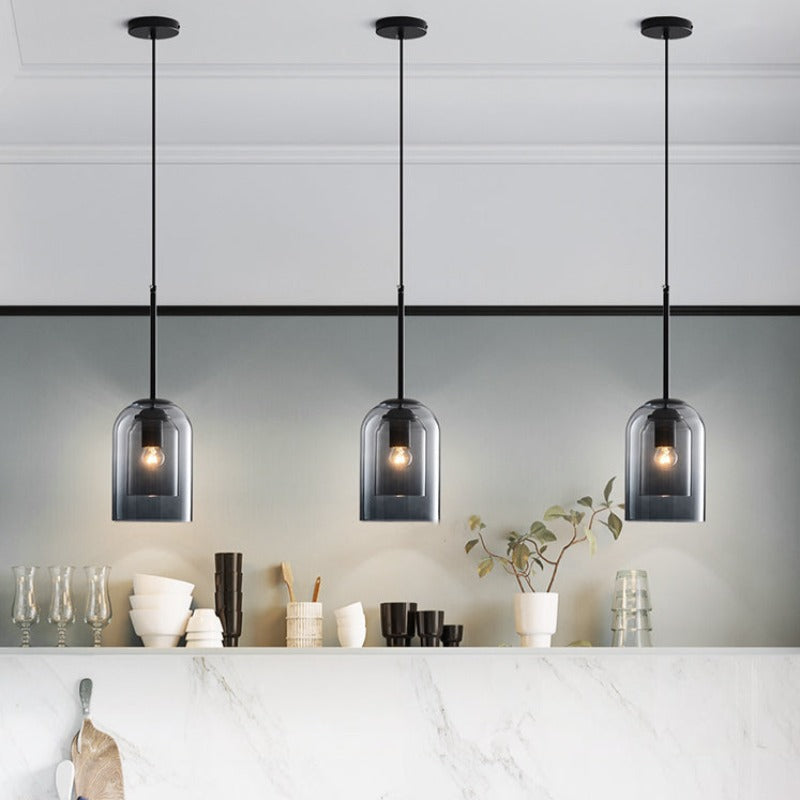 Mica Mid-Century Pendelleuchten mit doppeltem Glas