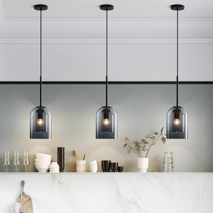 Mica Mid-Century Pendelleuchten mit doppeltem Glas