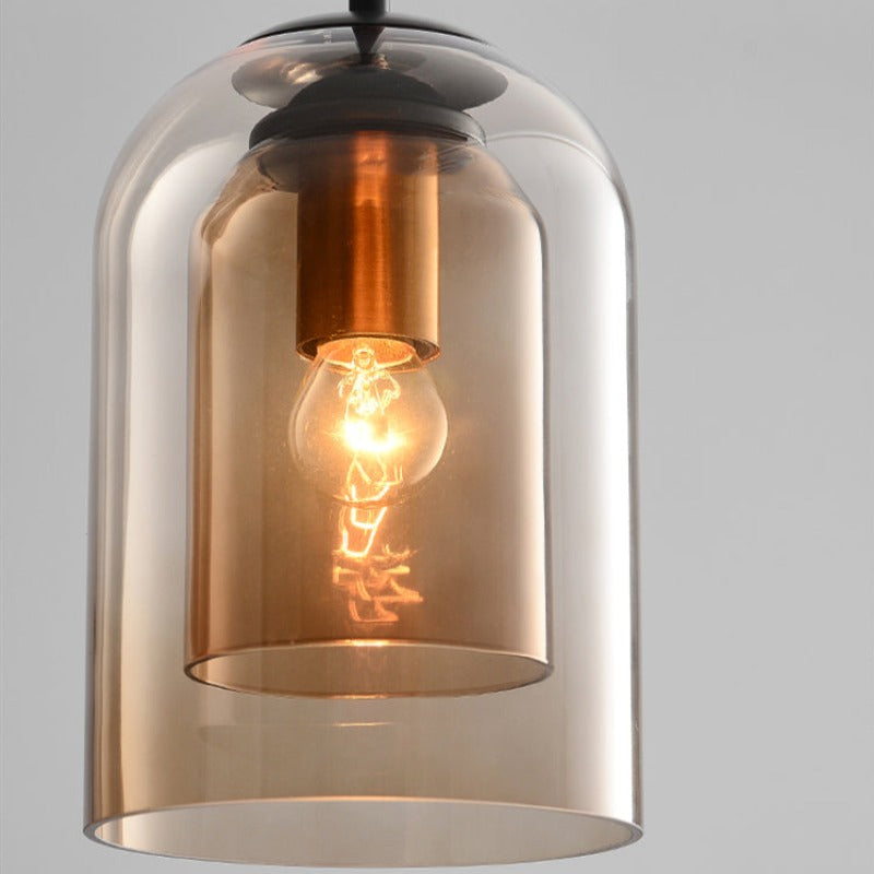 Mica Mid-Century Pendelleuchten mit doppeltem Glas