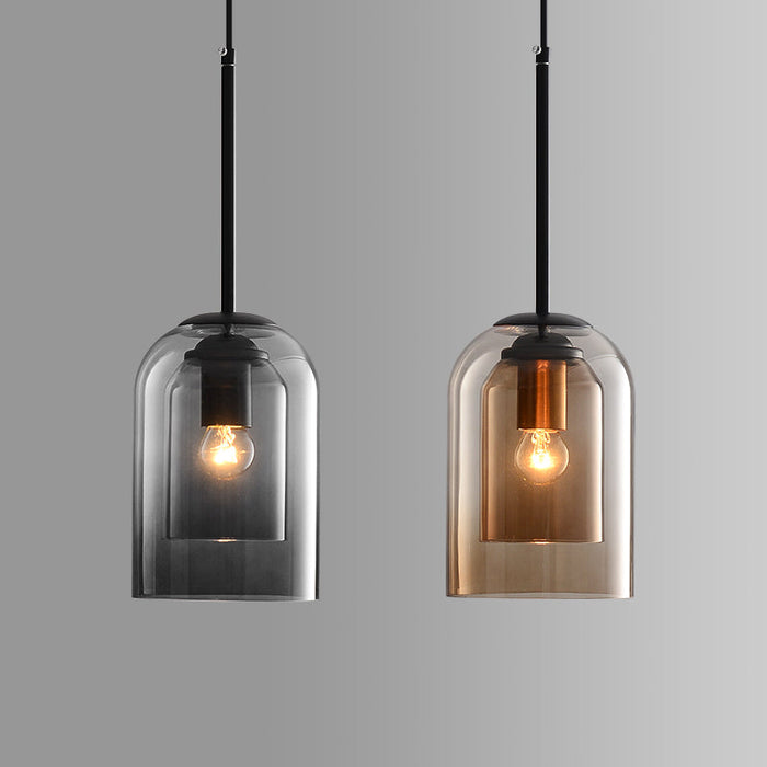 Mica Mid-Century Pendelleuchten mit doppeltem Glas