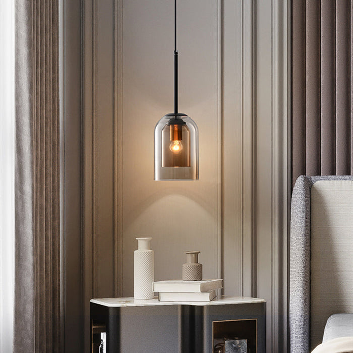 Mica Mid-Century Pendelleuchten mit doppeltem Glas