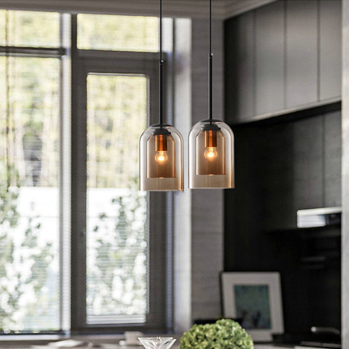 Mica Mid-Century Pendelleuchten mit doppeltem Glas