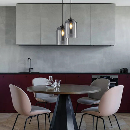 Mica Mid-Century Pendelleuchten mit doppeltem Glas