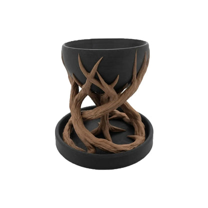 Leafbase – Blumentopf mit gedrehtem Sockel und Ablaufschale