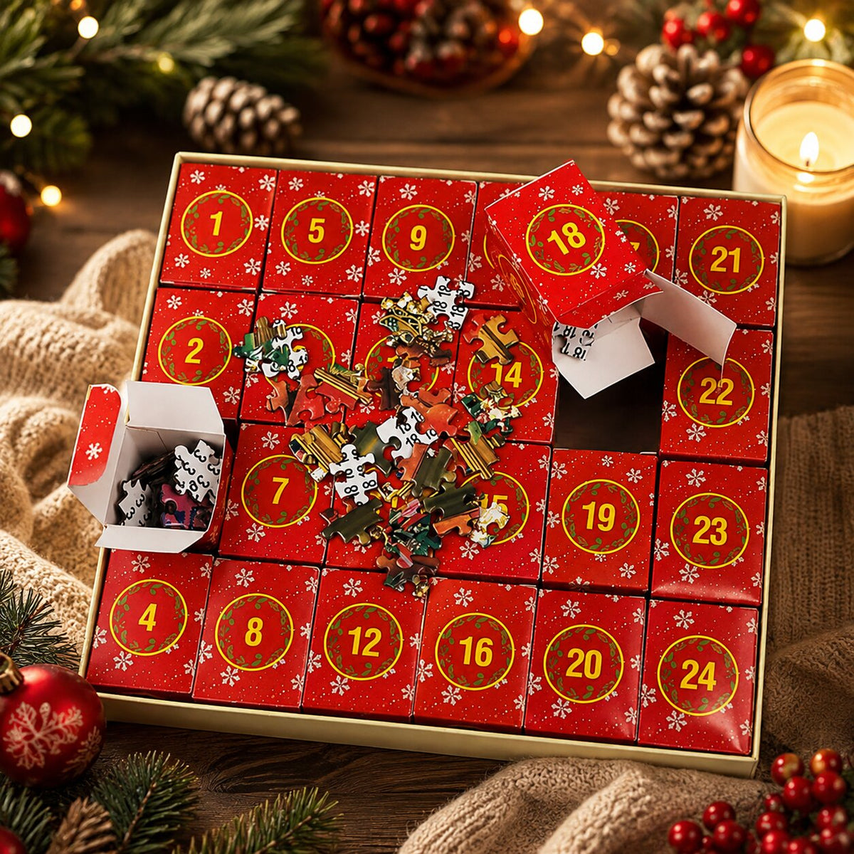 Puzzlora – Weihnachts-Puzzle-Adventskalender mit täglichen Puzzlefeldern