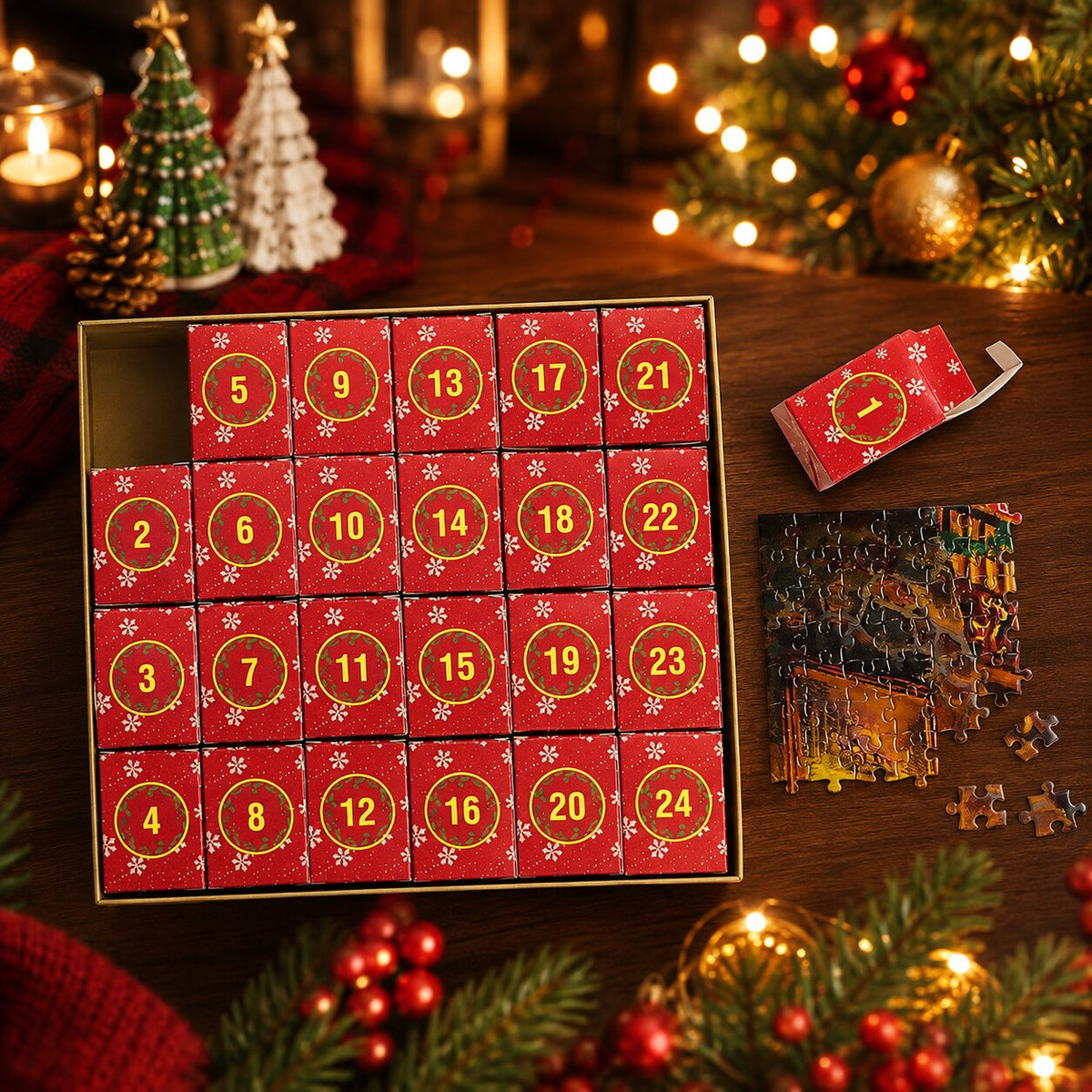 Puzzlora – Weihnachts-Puzzle-Adventskalender mit täglichen Puzzlefeldern