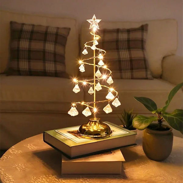 Pineglow – Kristall LED Weihnachtsbaum Tischleuchte mit Licht