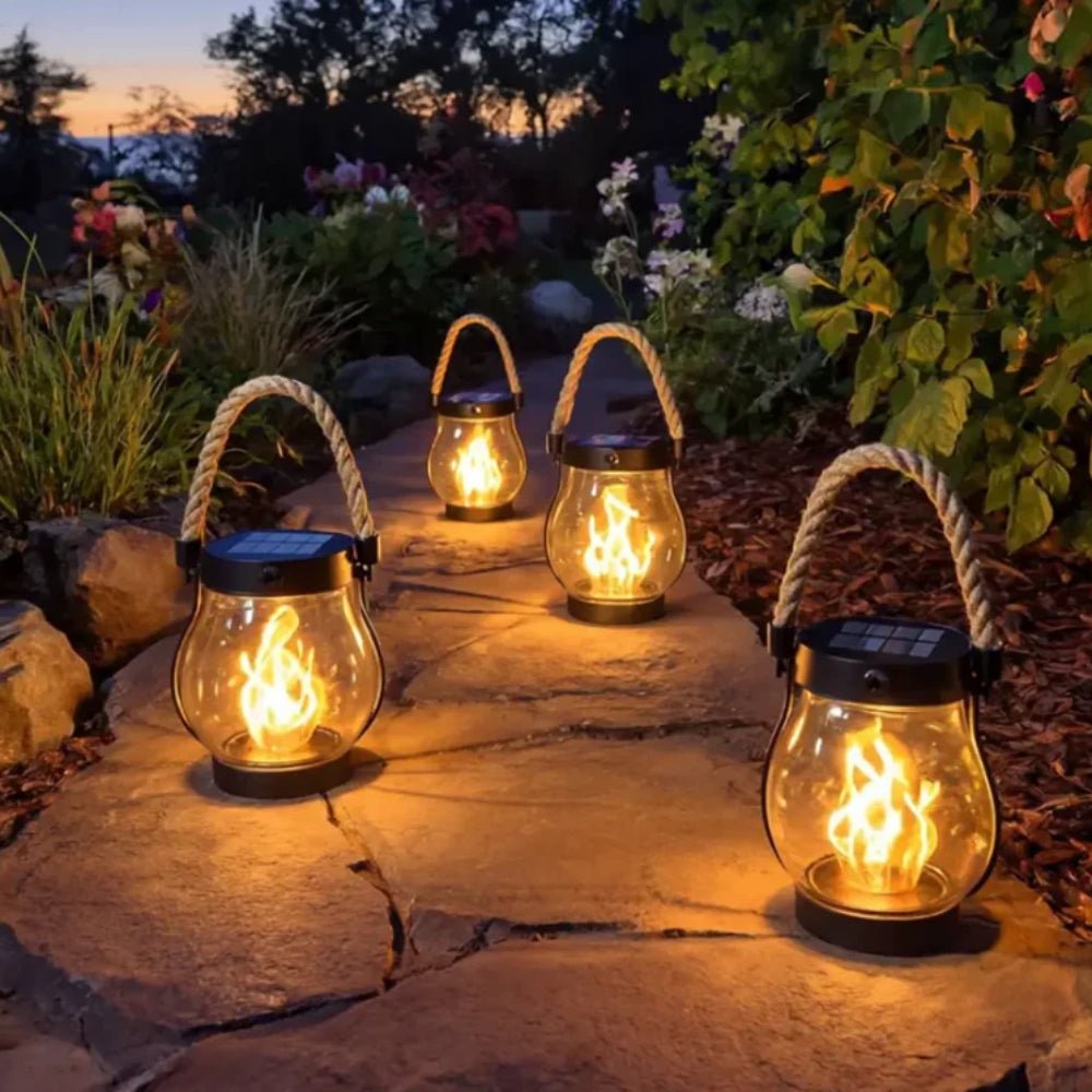 GARDENFLARE – Hängende LED Laterne mit Flammeneffekt für draußen
