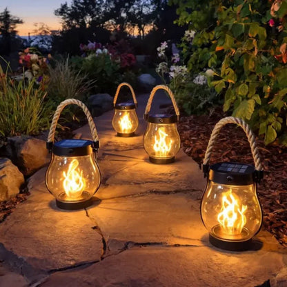 GARDENFLARE – Hängende LED Laterne mit Flammeneffekt für draußen