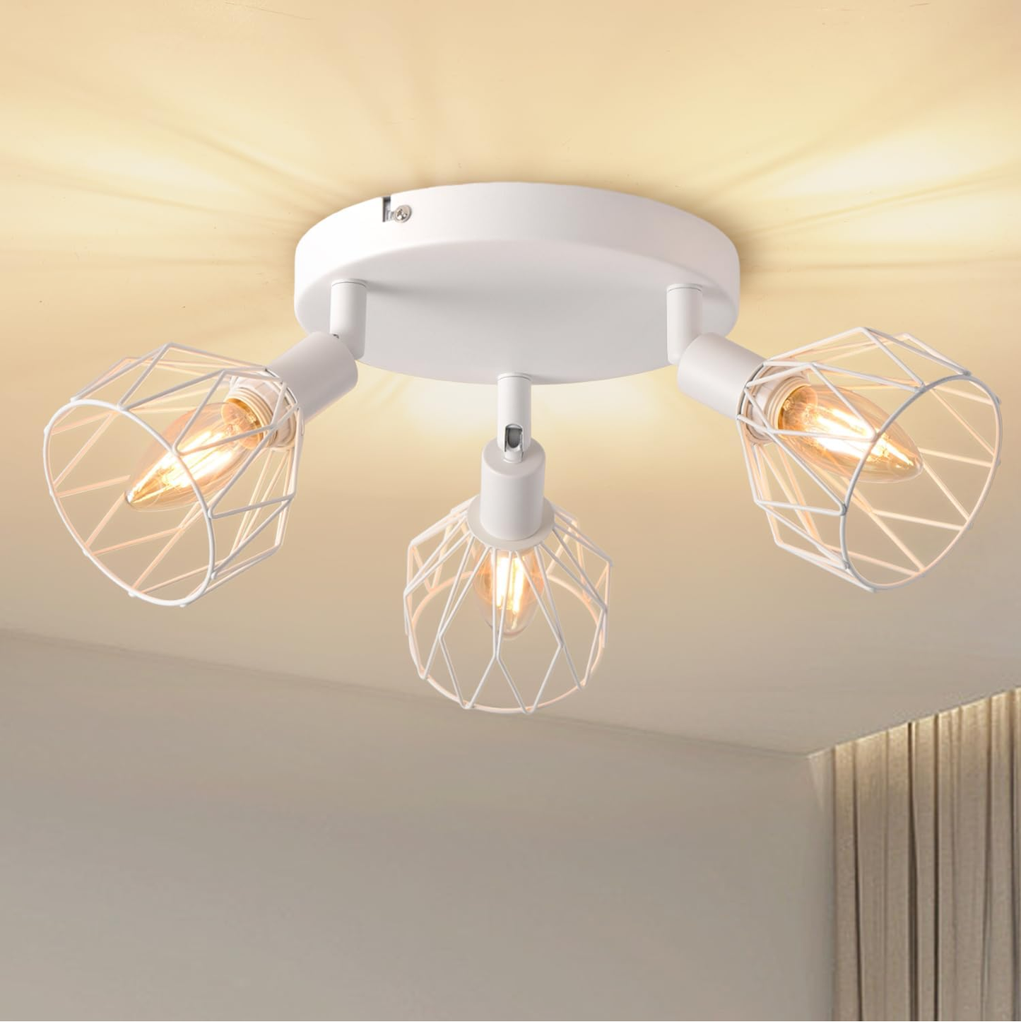 IndustrieLeuchte - Schwarze Retro Deckenlampe mit vier Spots
