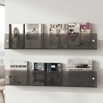 MODURACK – Minimalistischer Acryl-Wandhalter für Magazine in modernen Räumen