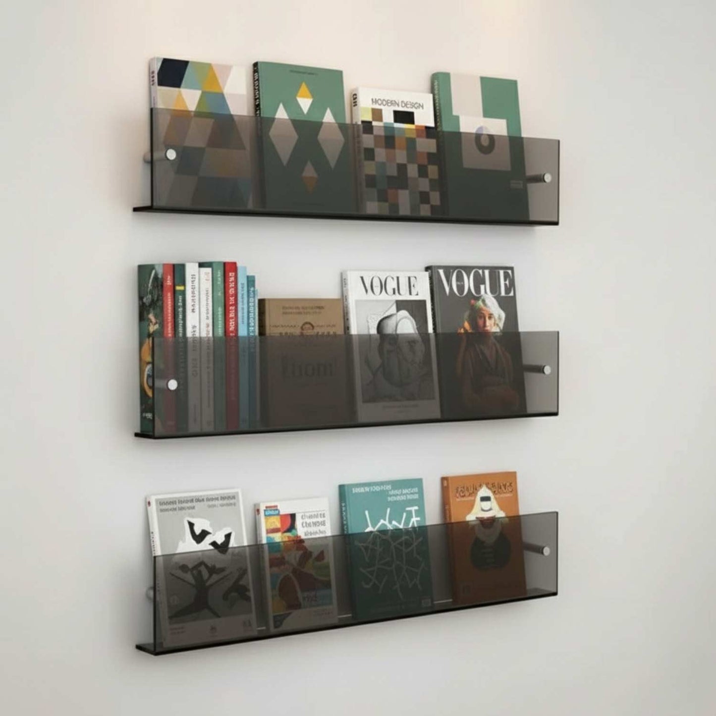 MODURACK – Minimalistischer Acryl-Wandhalter für Magazine in modernen Räumen