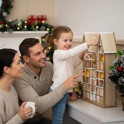 Merrybox – Adventskalender mit 24 Fächern und warmweißer LED-Beleuchtung