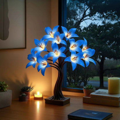 Calvessa – LED-Tischlampe in Baumform mit leuchtenden Blüten
