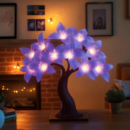Calvessa – LED-Tischlampe in Baumform mit leuchtenden Blüten